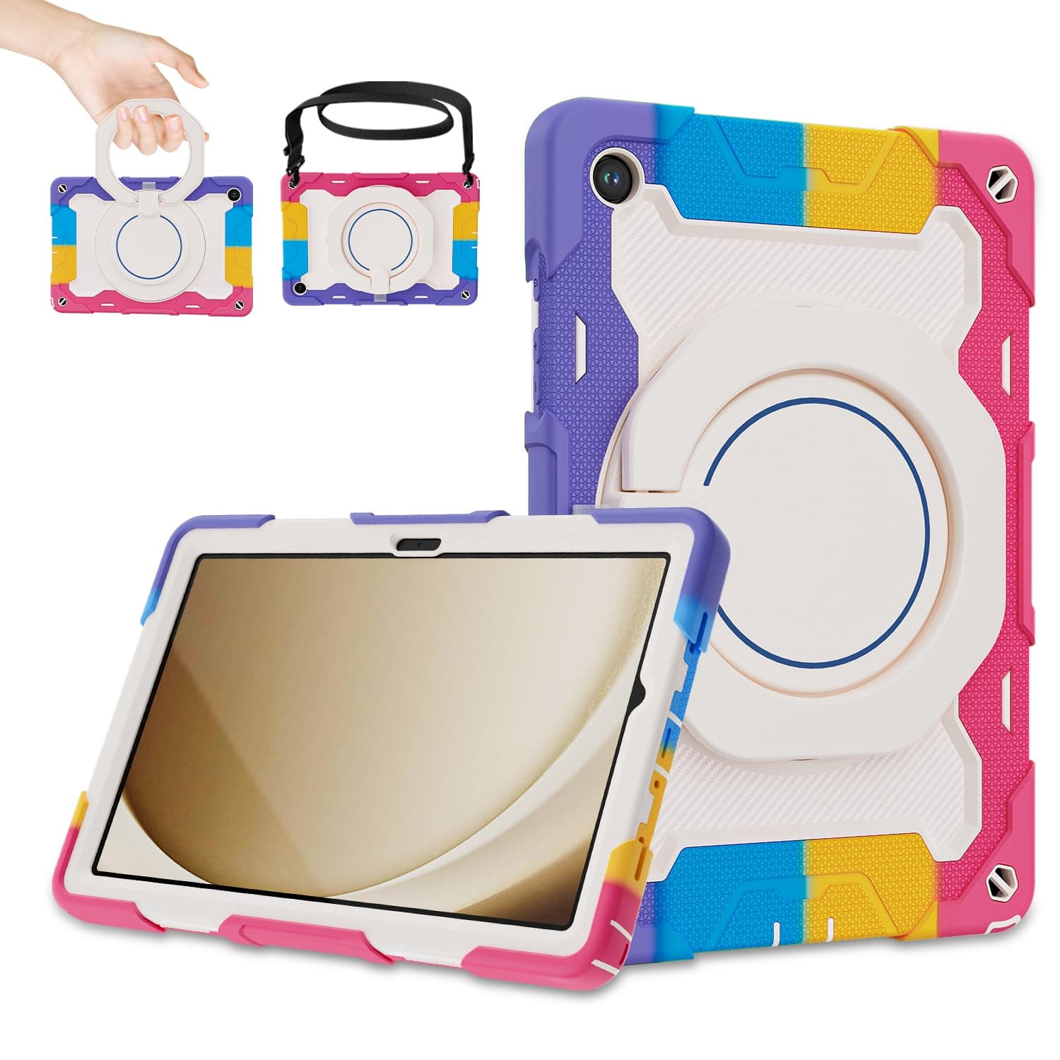 ROISKIN Case for Galaxy Tab A9 Plus/ A9+ (11 Inch) with HD Screen Protector & Shoulder Strap,Samsung Tablet A9 Plus 2023 SM-X210/X216/X218 Case with 360 Kickstand |15ft Drop Protection, Heavy Duty|