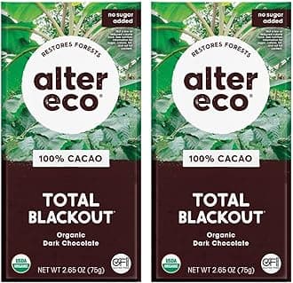 Alter Eco | Dark Chocolate Bars | Pure Dark Cocoa, Fair Trade, Organic, Non-GMO, Gluten Free (2-Pack Total Blackout)
