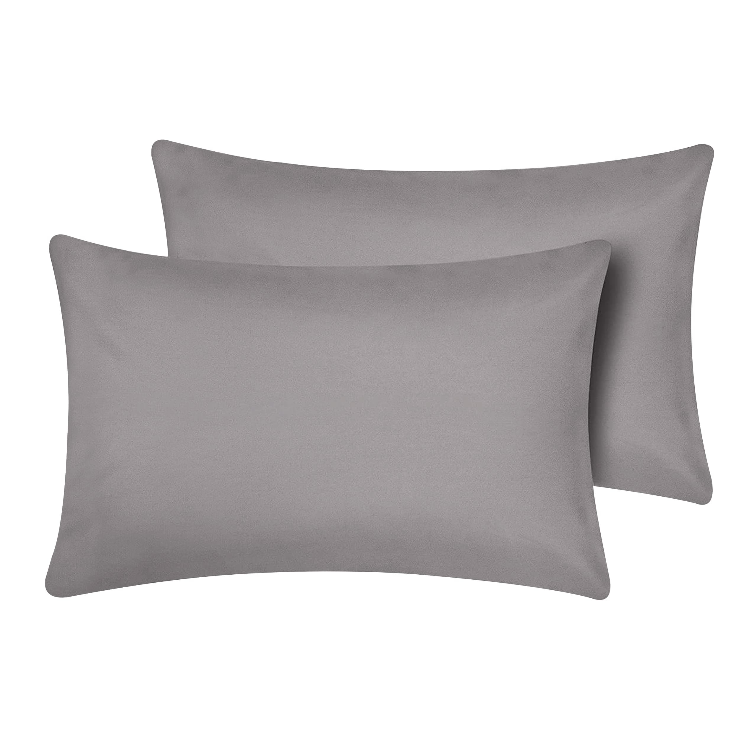 Oxford Homeware Grey Pillow Cases 2 Pack Brushed Microfiber – Standard Pillowcases Fade Resistant Pillow Cover Envelope Closure Pillow Covers (50 x 75 cm)