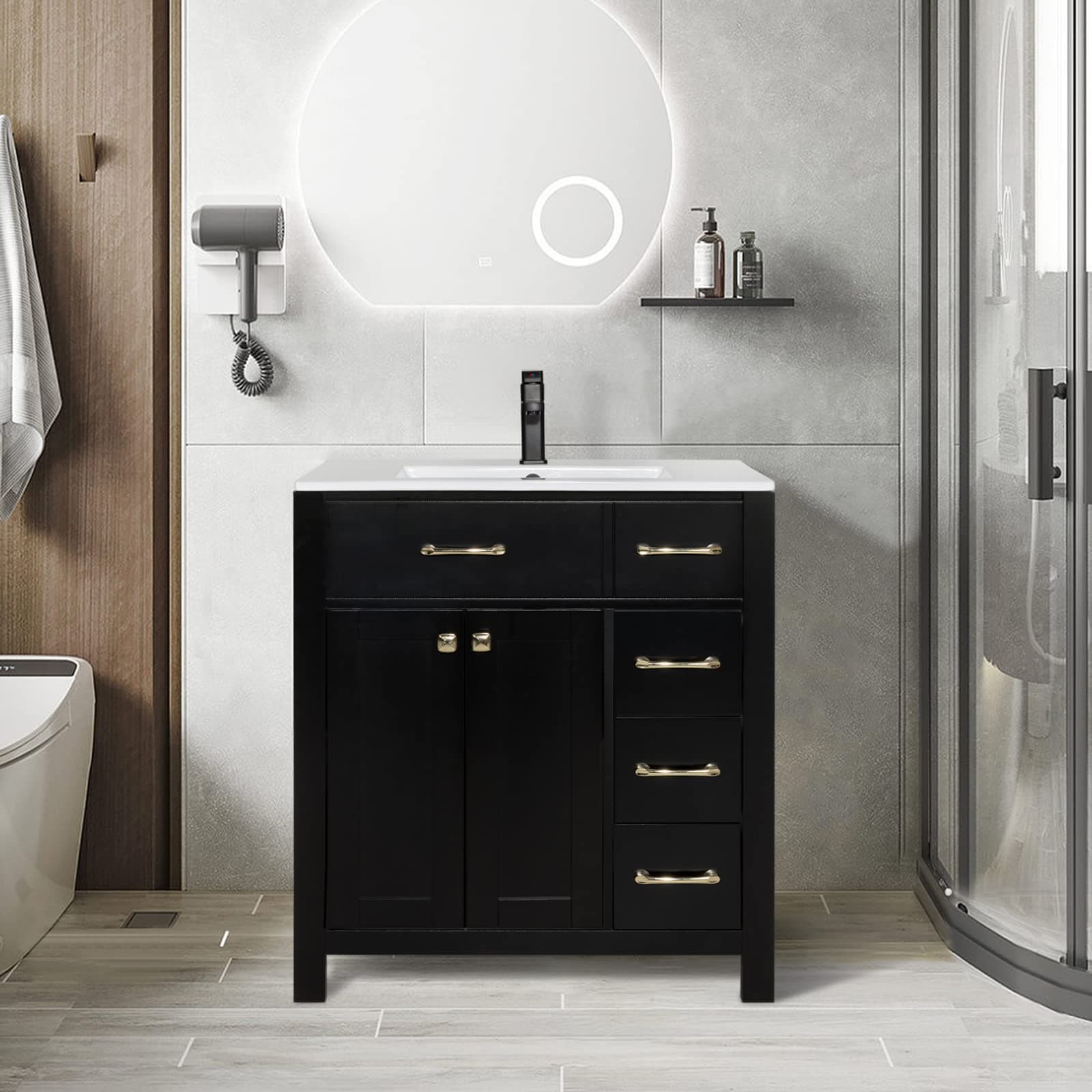 LUCKWIND 30 inch Bathroom Vanity Undermount Sink Combo Without Mirror