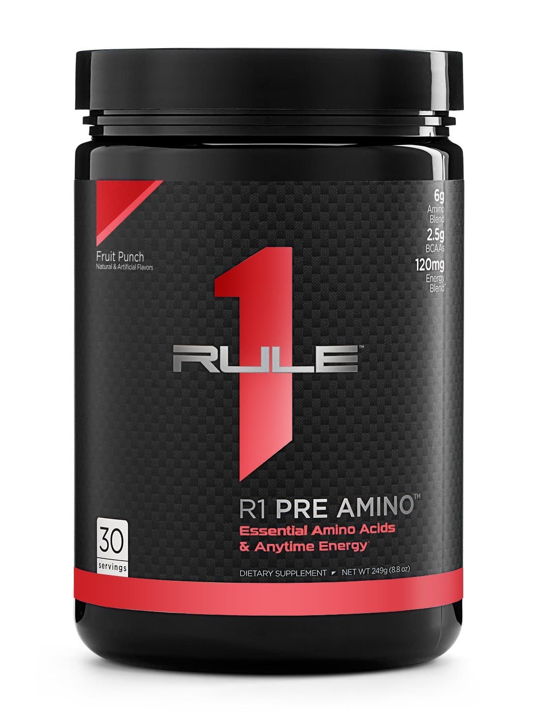 Rule 1 Proteins Pre Amino Acid Complex Fruit Punch, Anytime Energy Boost, Caffeine from Green Tea and Coffee Extracts, Endurance, Focus Support, 30 Servings, 15 Oz