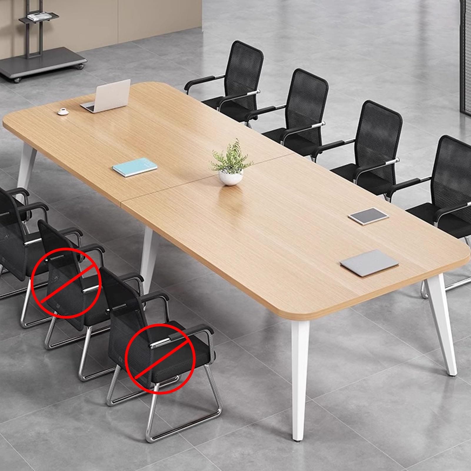 7.8FT Conference Table with Strong Metal Frame for Office Meeting Room Rectangular Seminar Training Desk
