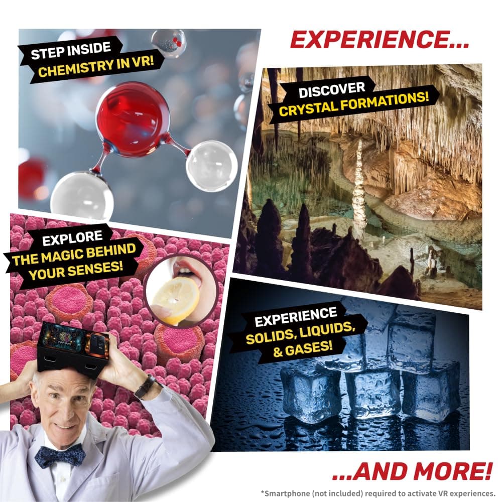 Abacus Brands Bill Nye's Science Squad |Chem Lab VR - Virtual Reality Kids Science Kit, Book and Interactive Learning Activity Set | for Ages 8 and Up