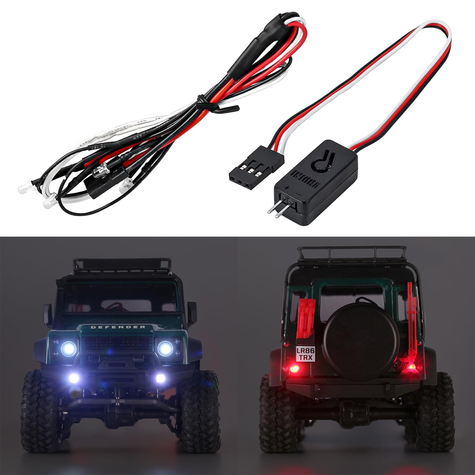 INJORA LED Lights Kit Headlight Taillight with Controller Switch for TRX4M 1/18 RC Upgrade
