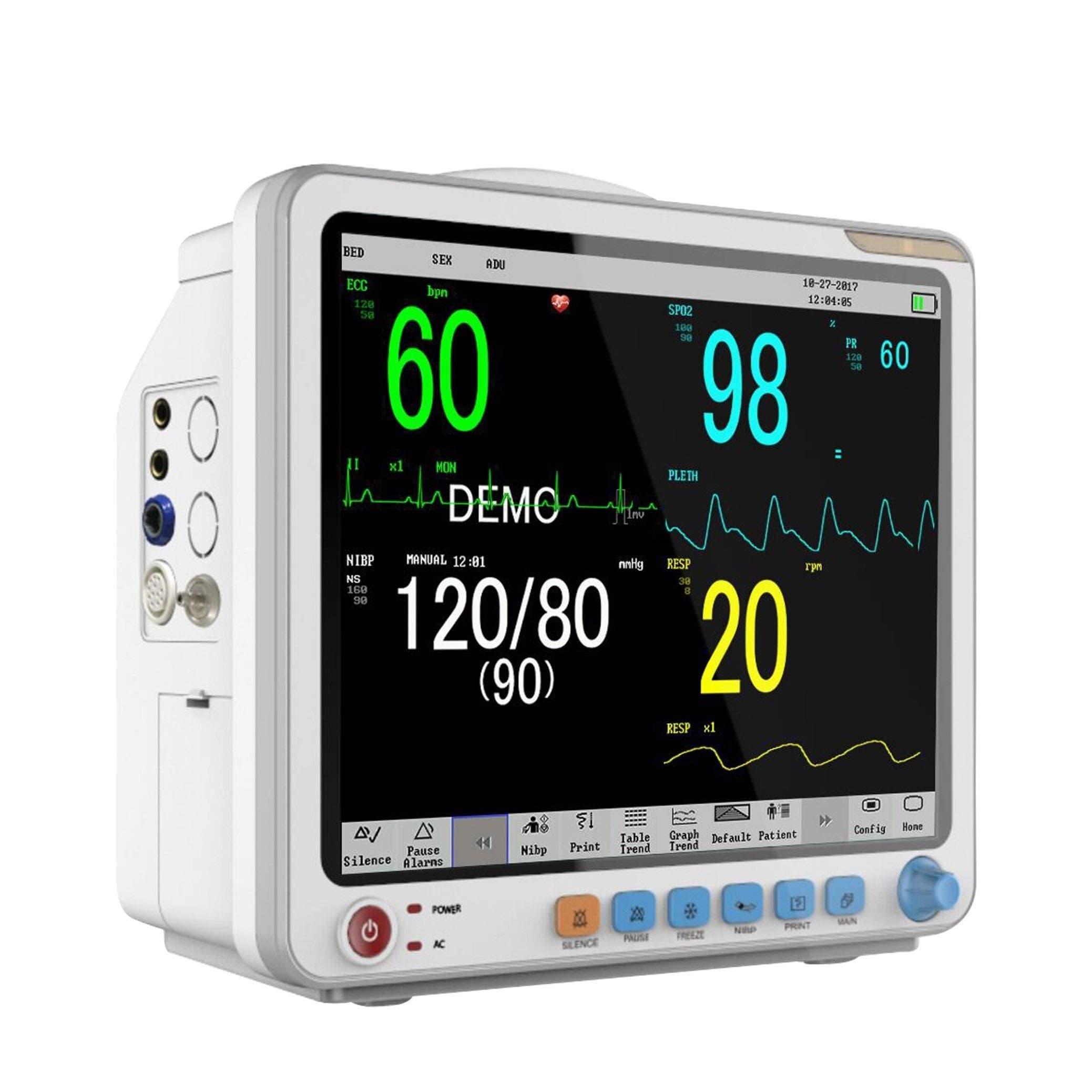 Mowell Touch Screen Patient Monitor System with 5 Parameters - SpO2, ECG, NIBP, Temperature and Pulse (White)