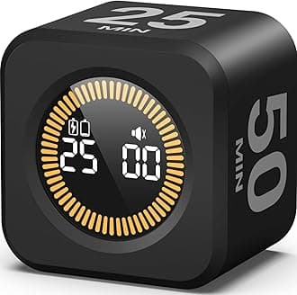 2 Pack - KADAMS Pomodoro Cube Timer Productivity Visual Timer - 5/10/25/50 Min Rotating Countdown (2, Black)