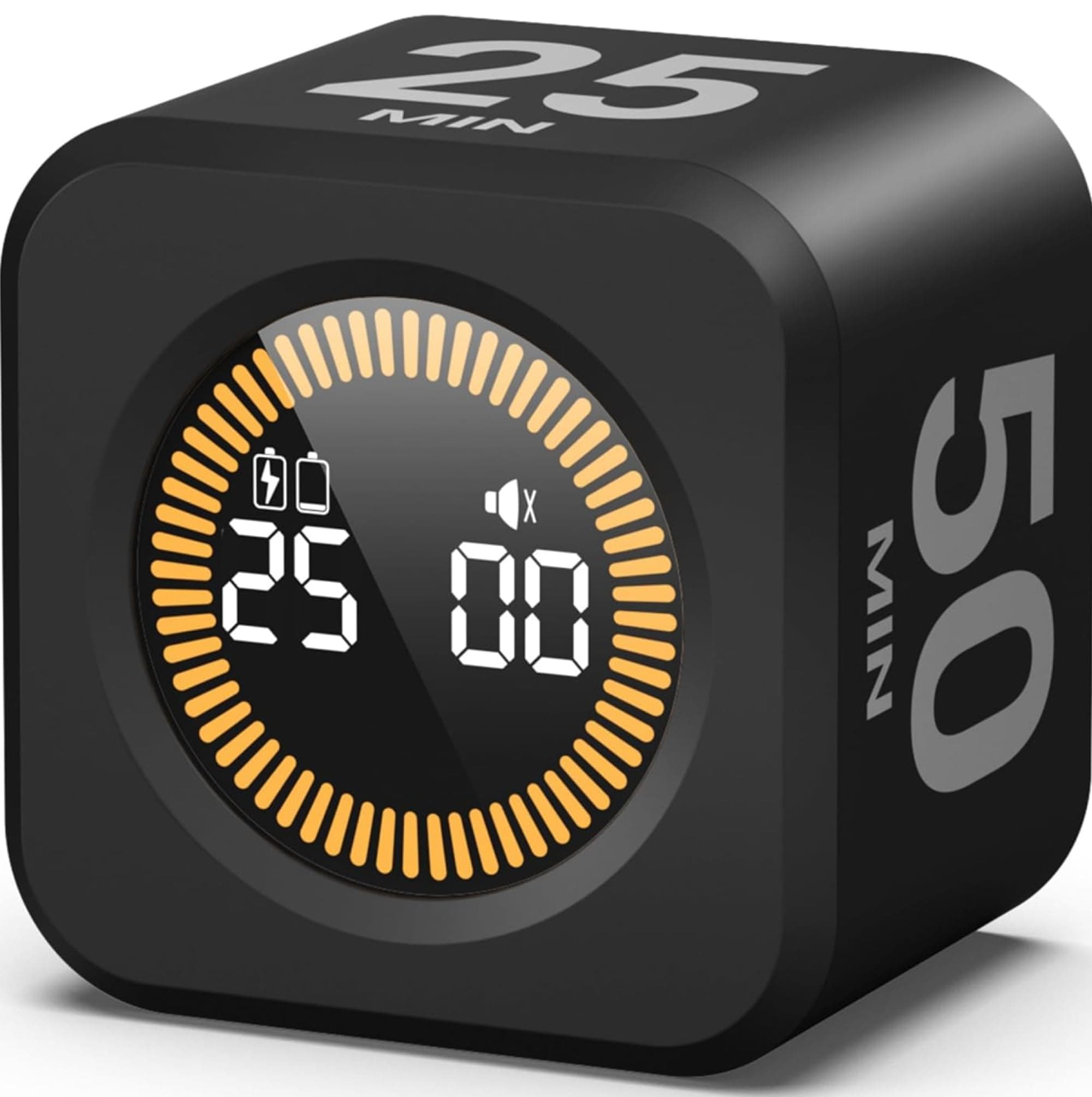 2 Pack KADAMS Pomodoro Timer Visual - Productivity Pomodoro Cube, 5/10/25/50 Min Countdown & Countup, Silent – Ideal for Work Study Cook Workout Offices Kitchen School Classroom Gift for Kid (Black)