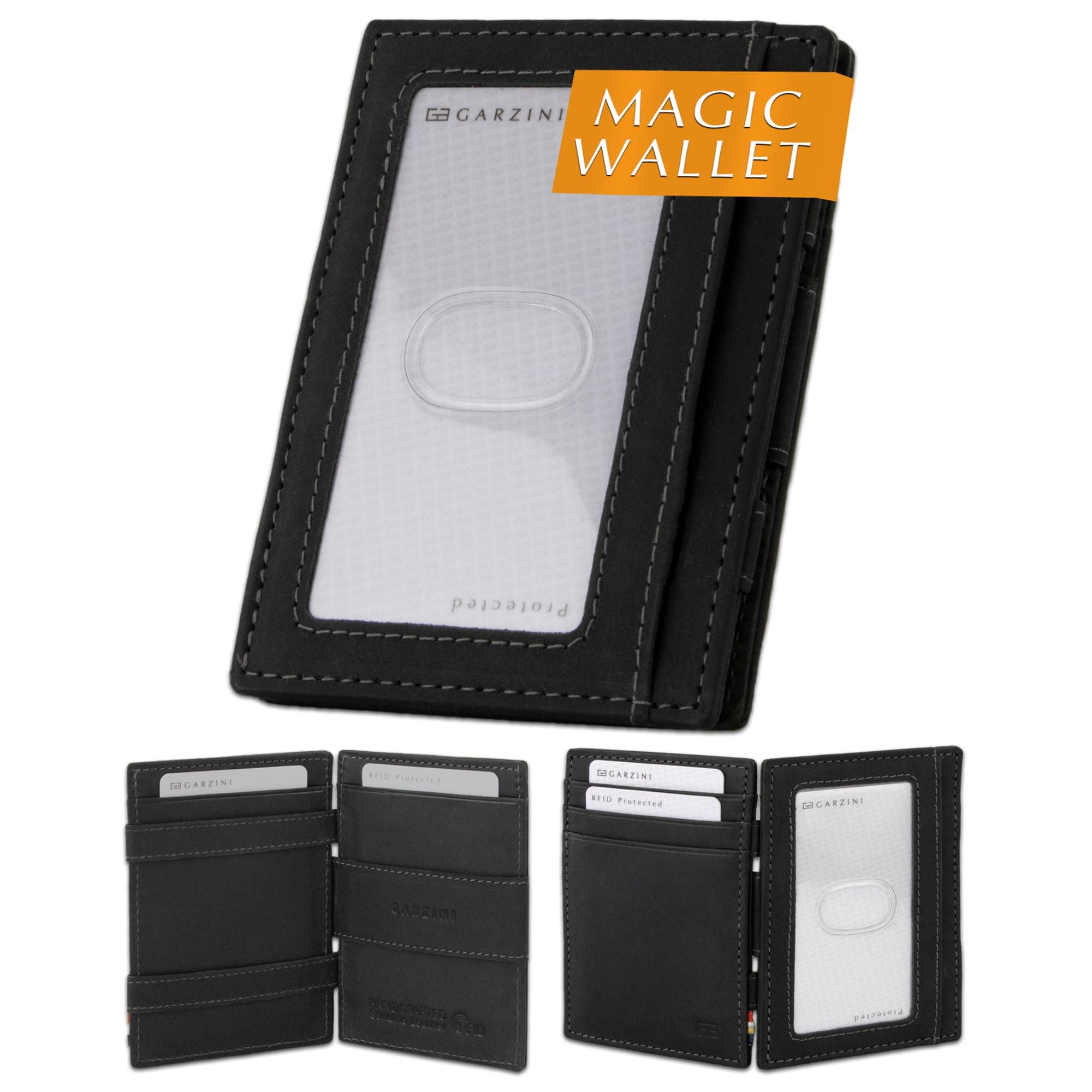 Magic Wallet with ID Holder, Minimalist Wallet with RFID card holder, Leather Wallet for 8 cards