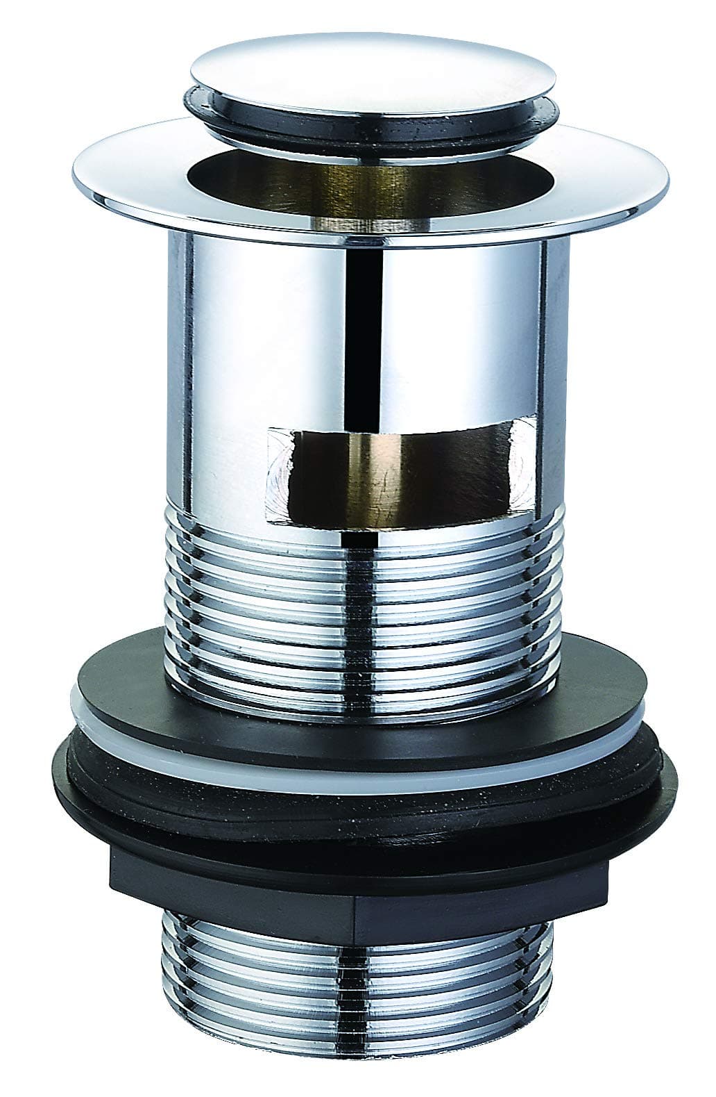 VeeBath Essentials Pop Up Push Button Basin Sink Clicker Waste Slotted Chrome with Clicker Clack Sprung Plug