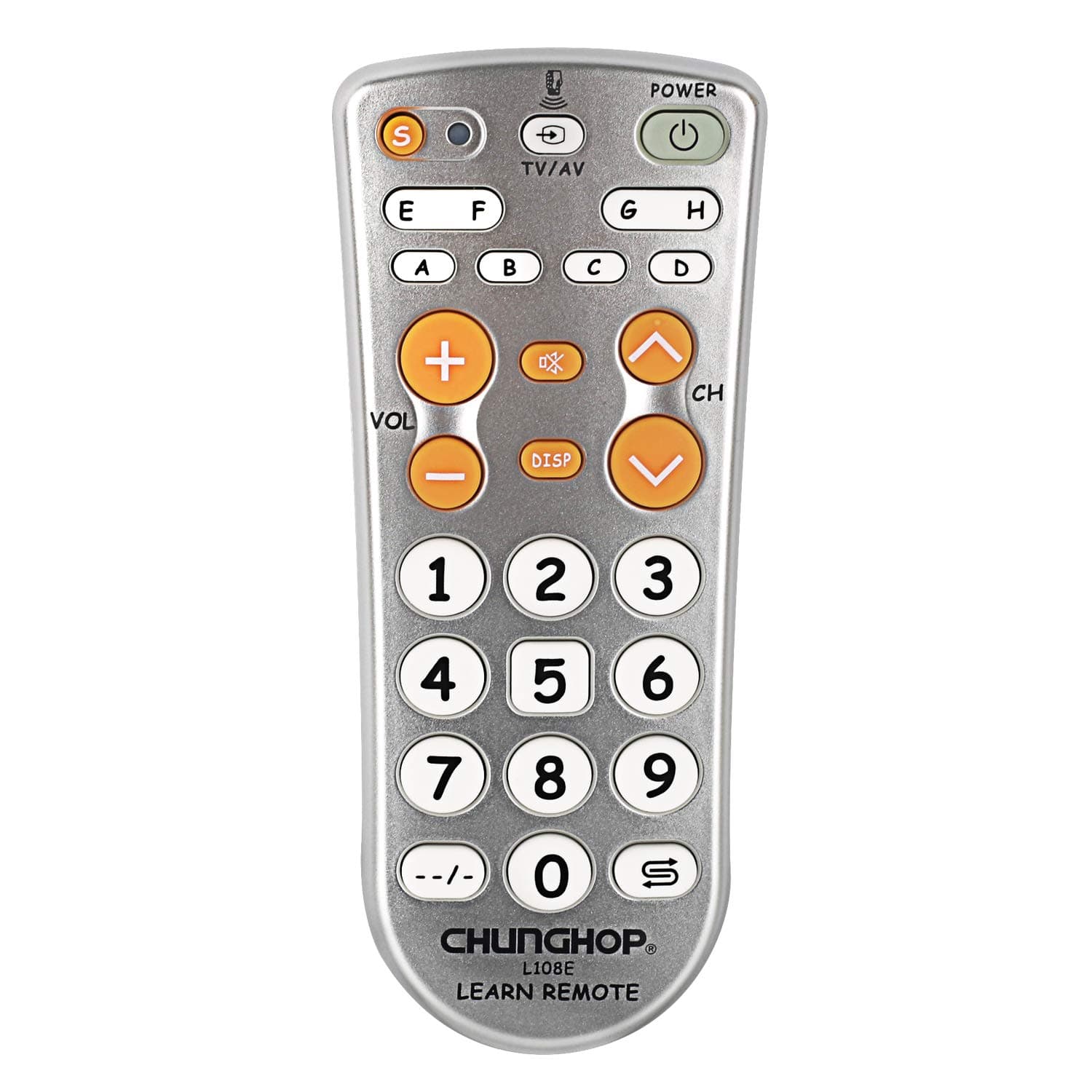 Remote Control Combinational Universal Learning Controller Chunghop L108E for TV/SAT/DVD/CBL/DVB-T/AUX Big Button