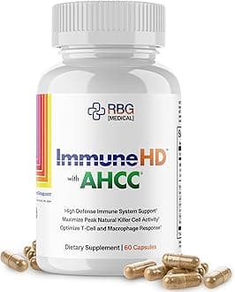Immune HD with AHCC Supplement for Immune Support, High Defense 1500mg of AHCC + Olive Leaf Extract & Quercetin with Bromelain, Maintains Natural Killer Cell Activity for Immune System, 60 Capsules