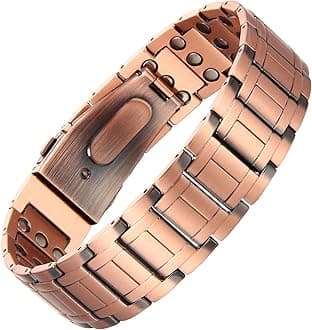 MagEnergy Copper Bracelet for Men, 3-Row Magnet Design, Ultra Strength Magnetic Bracelet 99.99% Pure Copper Wristband Adjustable Jewelry Gift with Sizing Tool