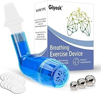 Breathing Exercise Device for Lungs, Lung Expansion and Mucus Relief Device, Portable Expiratory Breathing Exerciser with A Set of Accessories, Breathing Trainer for Lung Cleanse(Blue)