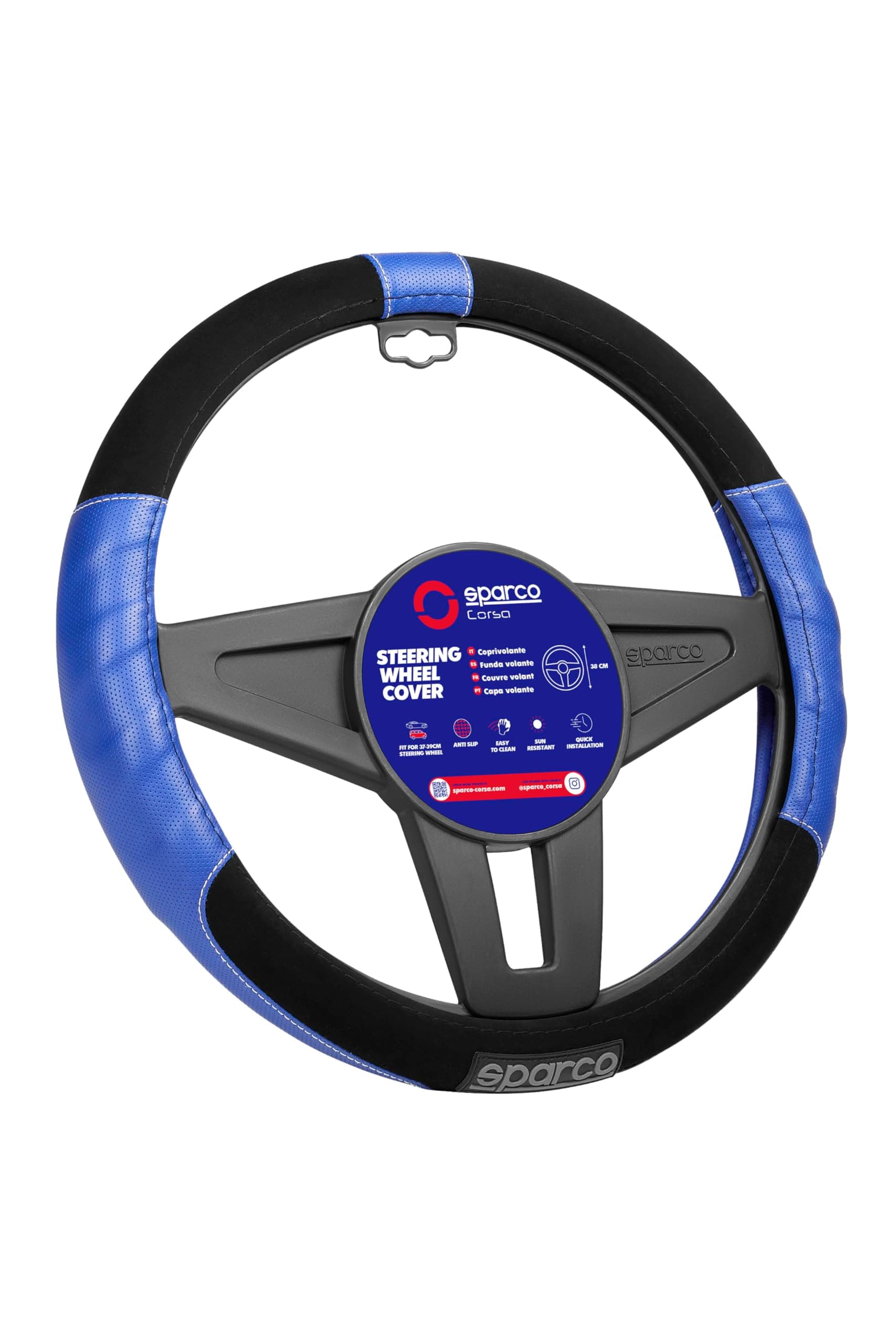 SPC1108AZ Universal Steering Wheel Cover L-Sport Color Blue for car, Set of 4