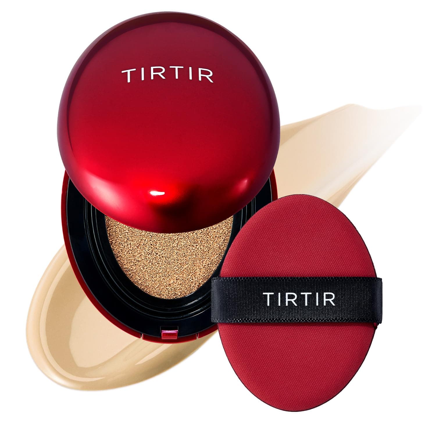 [*Mini Size*] TIRTIR Mask Fit Red Cushion Foundation | Full coverage, Weightless, Skin fit, Satin Glow Finish, Korean Makeup, beauty, Tattoo cover up, Buildable (#24W Soft Beige, 0.15 Fl Oz)