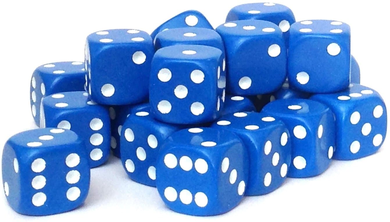 24 x 16mm opaque spot dice (Blue)