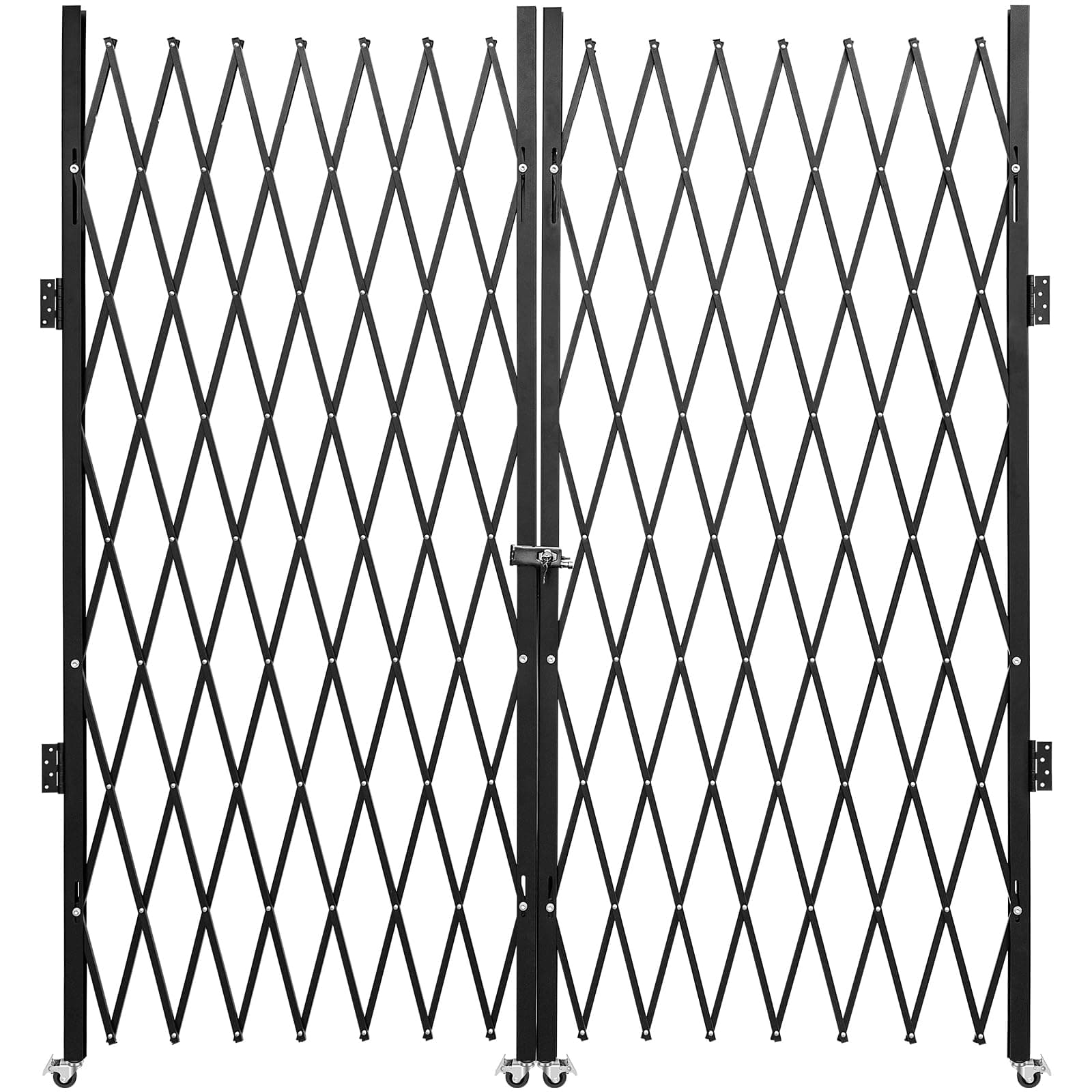 VEVOR Double Folding Security Gate, 87" H x 150" W Folding Door Gate, Steel Accordion Security Gate, Flexible Expanding Security Gate, 360° Rolling Barricade Gate, Scissor Gate or Door with Keys