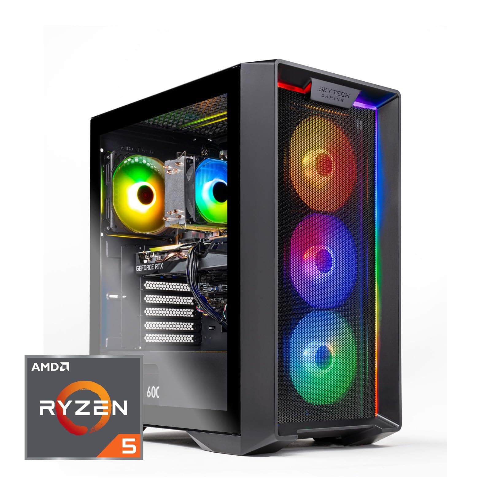 Skytech Gaming Nebula Desktop PC, Ryzen 5 5500 3.6 GHz (4.2GHz), AMD RX 6500XT 4GB, 1TB NVMe SSD, 16GB DDR4 RAM 3200, 650W Gold PSU, Wi-Fi, Win 11