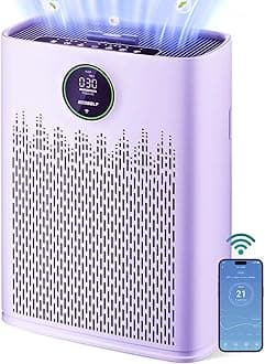 Smart Air Purifier for Home Large Rooms, with WiFi Control, Covers Up to 2400 Ft², Smart Mode, AQI Display, 22dB Sleep Mode & Aromatherapy with 2X-Power Filtration, HAP603WF, Bright White