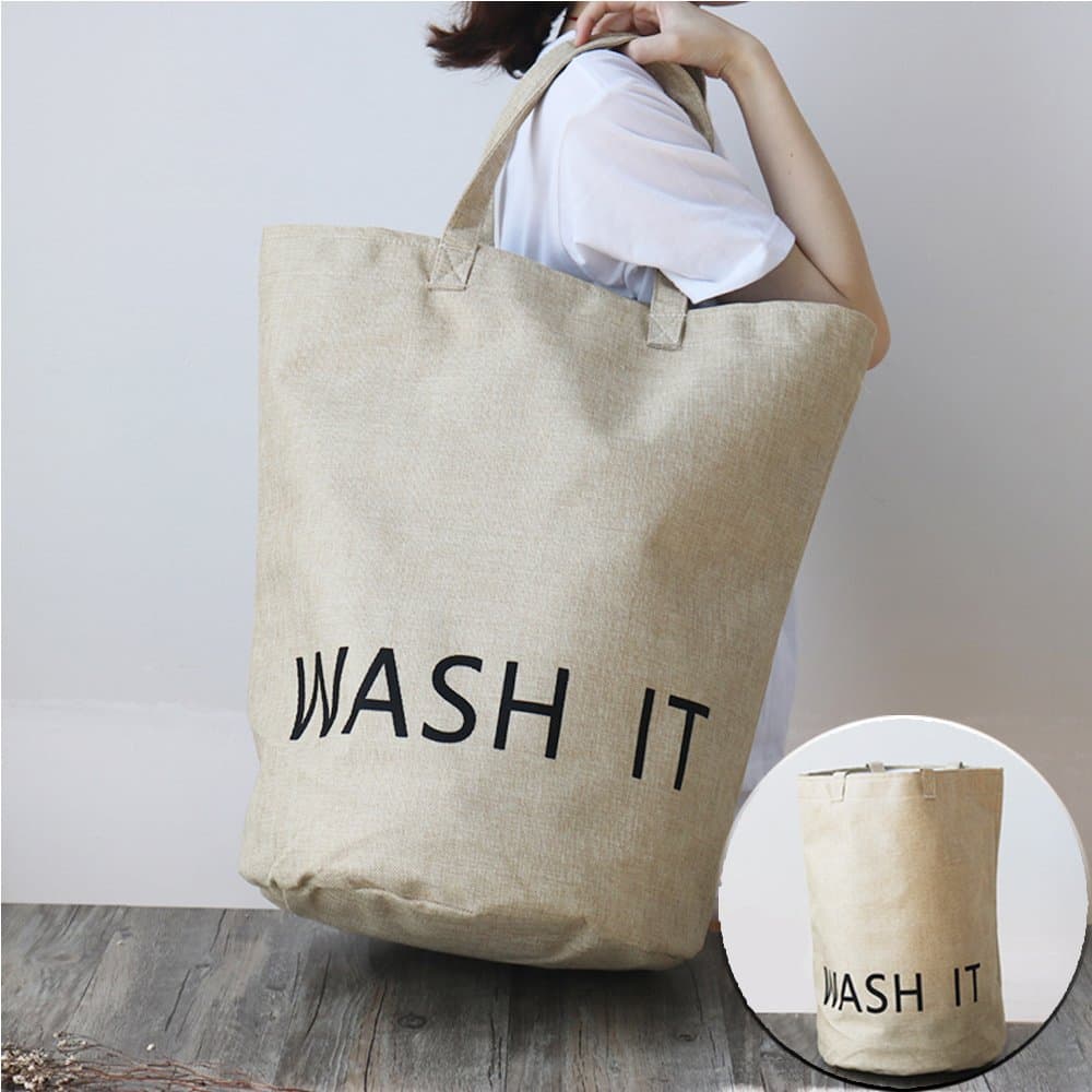 Big Laundry Tote Hamper with Shoulder Straps - Self Standing Clothes Basket with Drawstring enclosure for more space. Easy Carrying Collapsible dirty clothes bag