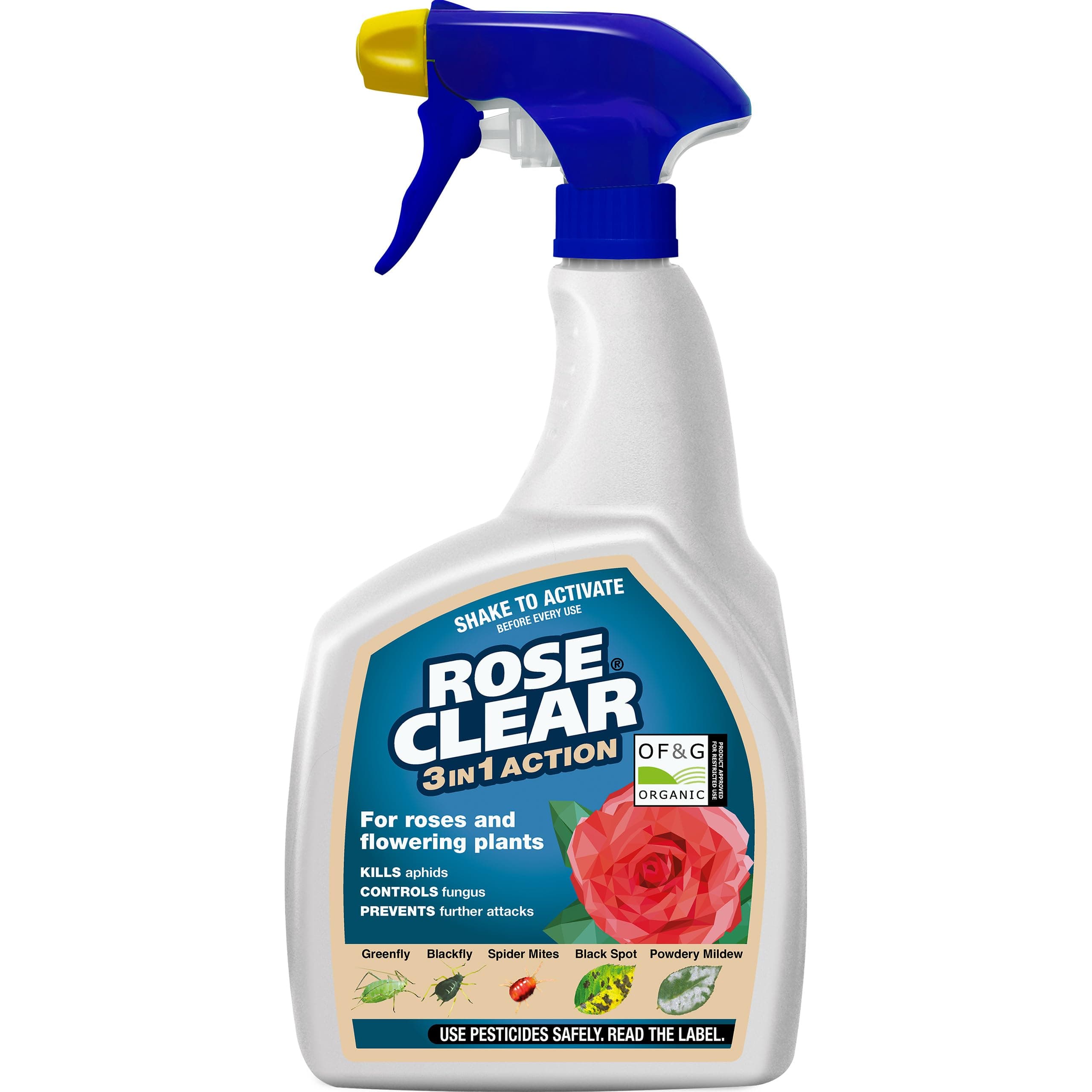ROSECLEAR 3 in 1 Ready to Use Plant Protection For Aphids, 800 ml, White