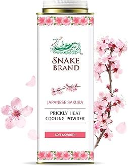 Prickly Heat Cooling Talcum Powder 280g - For Heat & Rash Treatment, Japanese Sakura