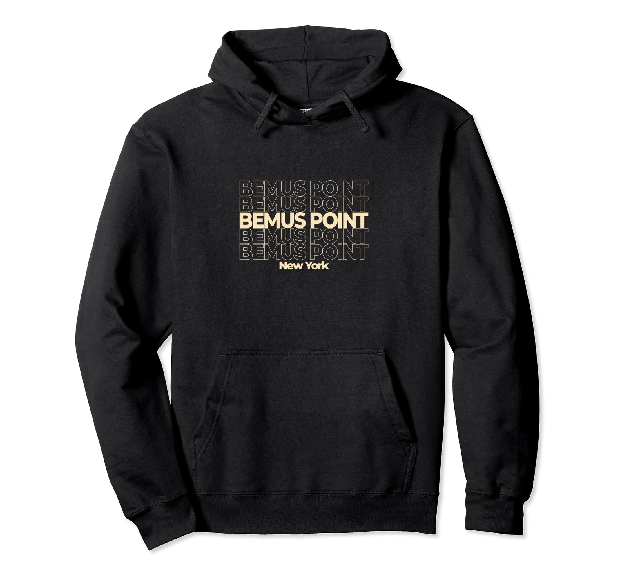 Vintage Bemus Point, New York Repeating Text Pullover Hoodie