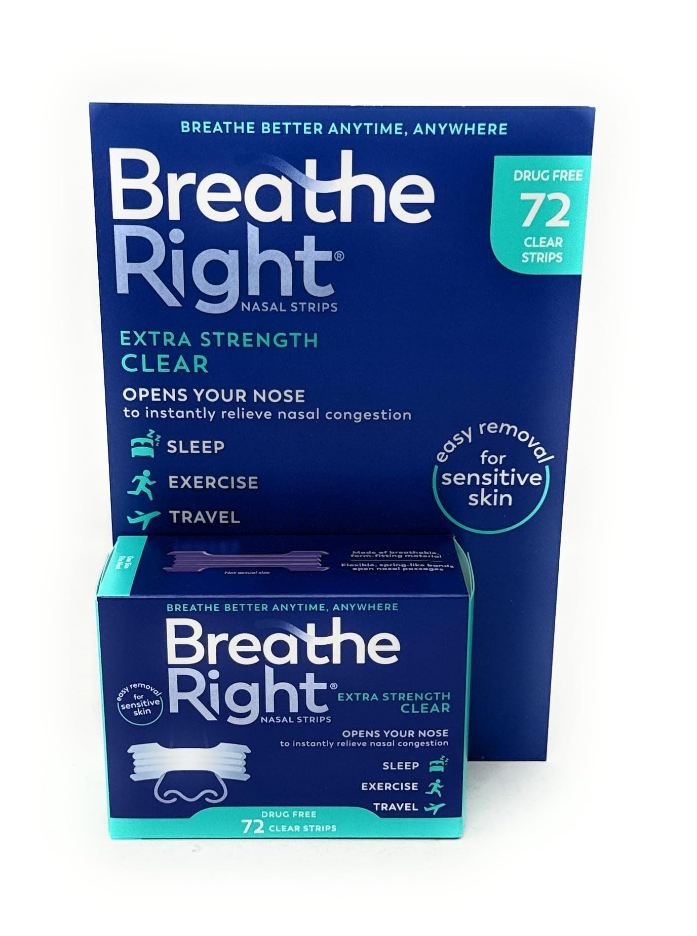 Nasal Strips, Extra Clear For Sensitive Skin, 72 Clear Strips