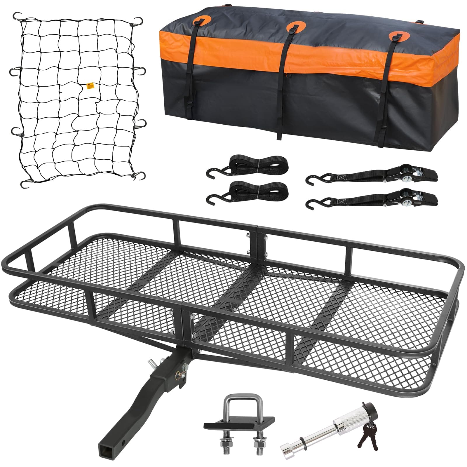 WEIZE Folding Hitch Mount Cargo Carrier 60" x 20" x 6", 500 lbs Capacity Hitc...