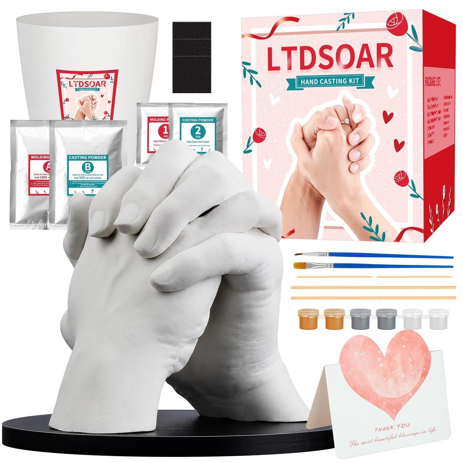 LTDSOAR Hand Casting Kit, Couples with Practice Kit, Hand Mold Kit for Adults & Kids, Romantic Anniversary Wedding Birthday for Her or Him,Boyfriend Girlfriend Unique Christmas Stocking Stuffers Gift