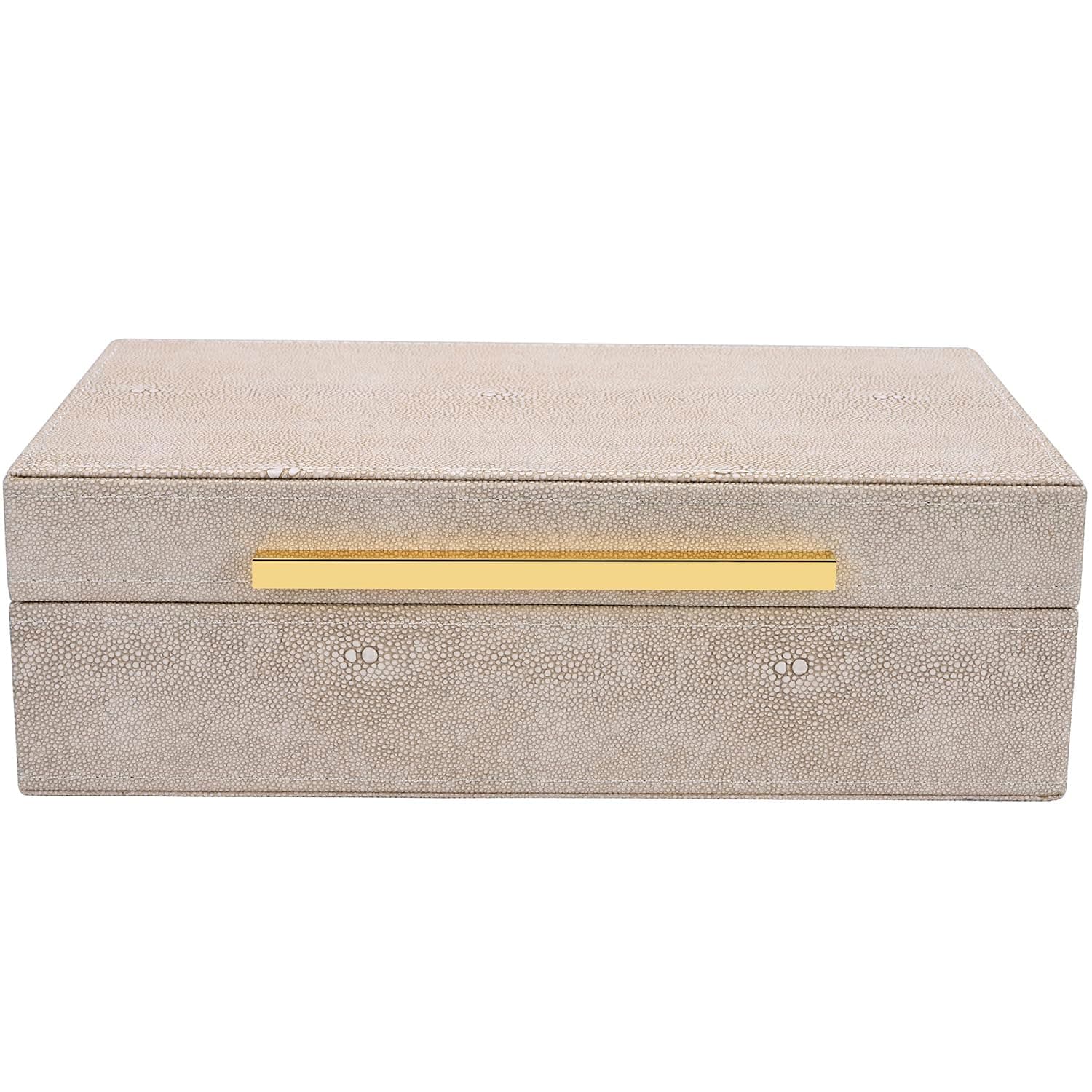 Ivory Shagreen box Faux Leather Decorative Boxes,Keepsake And Memory Storage Decorative Boxes with Lids for Modern Home Decor Jewelry Box Organizer