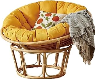 Garden Round Papasan Chair Cushion | Water Resistant Indoor Outdoor Hammock Rattan Swing Seat Pad | Comfy Tufted Patio Furniture Cushions | Hanging Egg Chair Pads