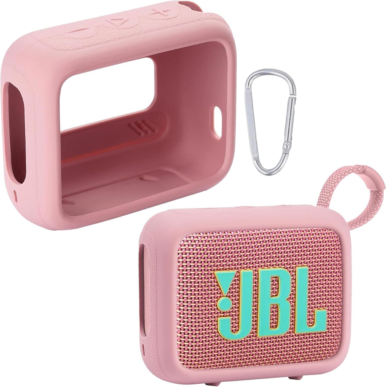 co2CREA Silicone case for JBL Go 4 Waterproof Portable Bluetooth Speaker, Portable Ultra-light Protective Sleeve with Carabiner (Not Included speaker)
