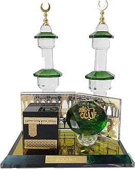 DigaNT Kabba Mecca Allah Crystal & Minaret Gold Plated Showpiece Idol Finguries Ideal for Home Décor Collectable | Office Décor Gift