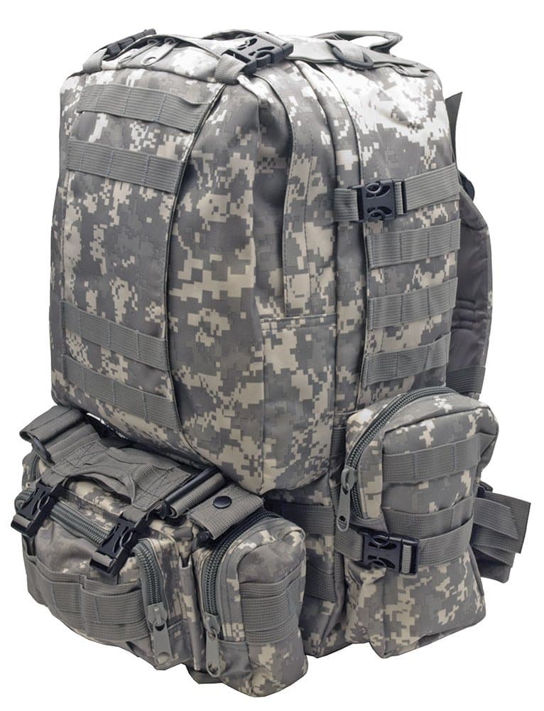 4pc Digital Camo Backpack Removeable Saddlebags & Tail Bag Military Bug Out Gear