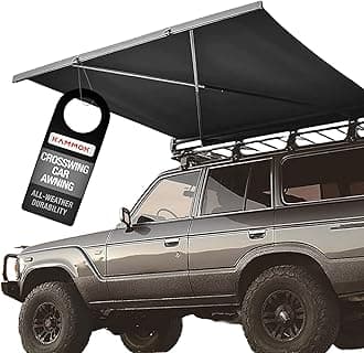 KAMMOK CROSSWING: Car Awning | Three-Second Deployment | No Supports Required | All-Weather Durability | Adjustable Coverage | Desert Tan 5 ft (Gray, 5 ft)