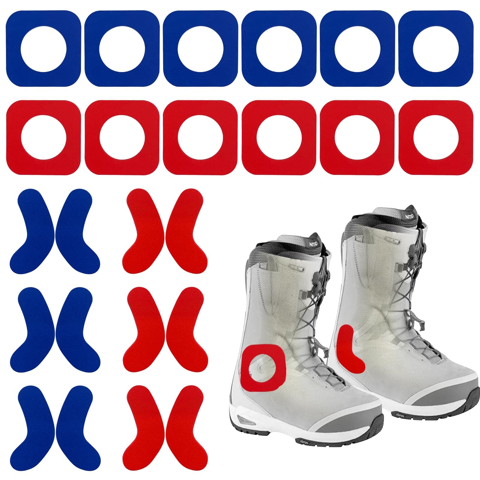 Self-Adhesive J-Bar Boot Fitting Pads & Ski Boot Fitting Foam Ankle Wrap Pads Ski Boot Inserts Protector For Relieve Ankle Pressure Heel Lift Blisters (6 J-Bar Boot Fitting Pads+6 Ankle Wrap Pads)