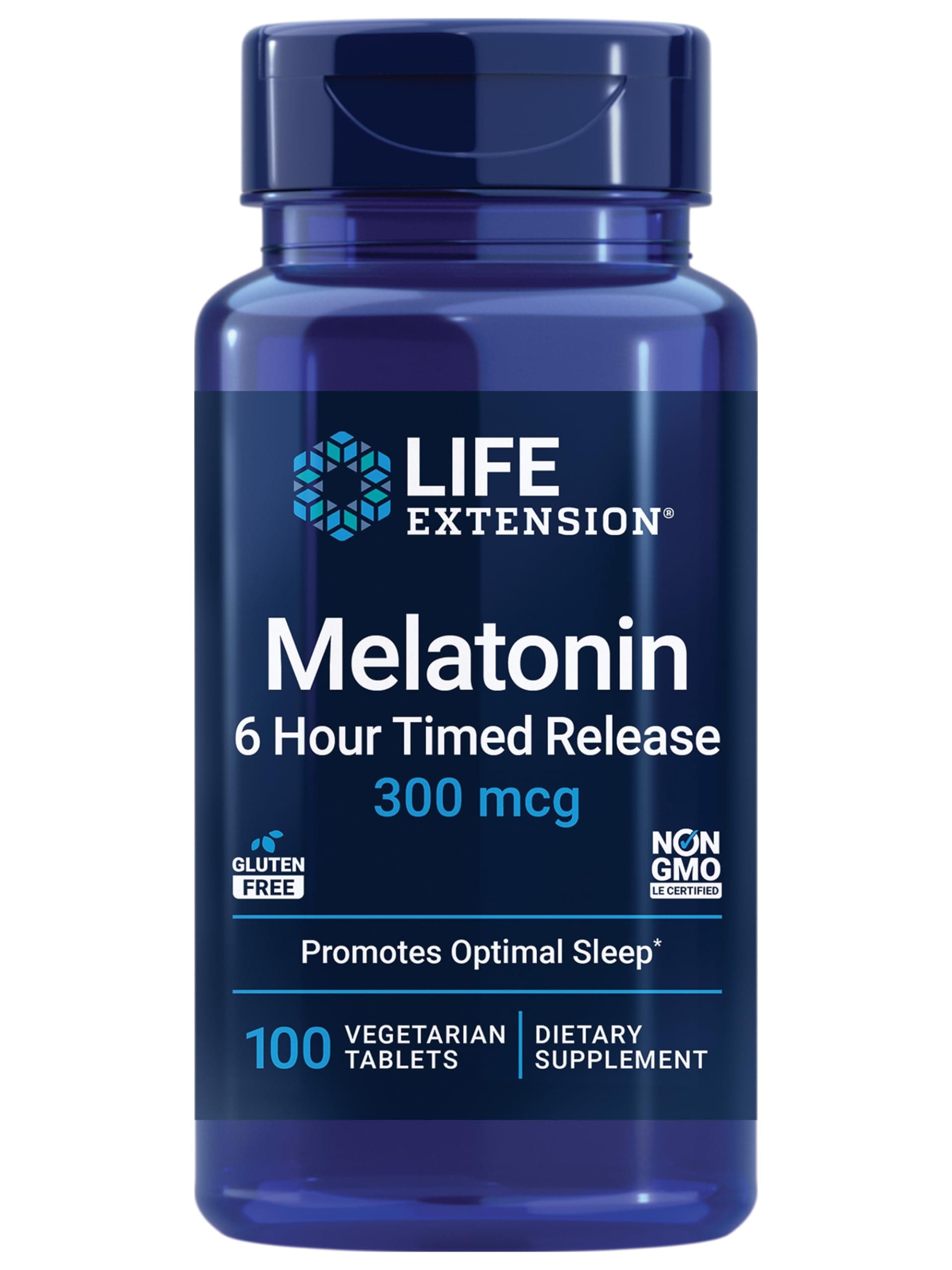 Melatonin 6 Hour Timed Release, 300 mcg, Extended-Release Formula for Gentle Sleep Support, Healthy circadian Rhythms, Cellular Defense, Gluten-Free, Non-GMO, Vegetarian, 100 Tablets
