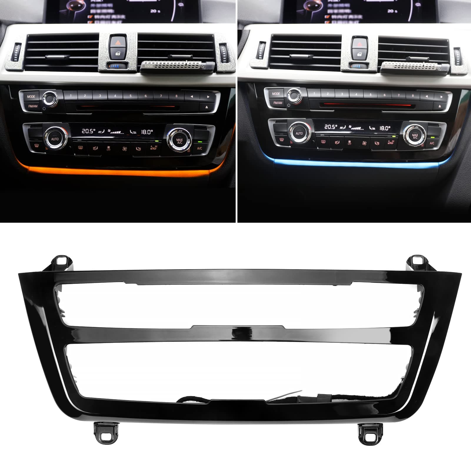 Jaronx Compatible with BMW LED Console Panel Ambient Light for 3 Series F30 F31 4 Series F32 F33, Radio AC Control Panel Replacement Ambient Lights with Dual Color LED Lighting