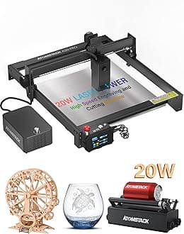 ATOMSTACK A20 Pro 20W Laser Engraver and Cutter, 130W Laser Engraving Cutting Machine with Air Assist Kit and R3 Rotary Roller,Laser Engraver for Wood and Metal, Vinyl, Acrylic, Glass