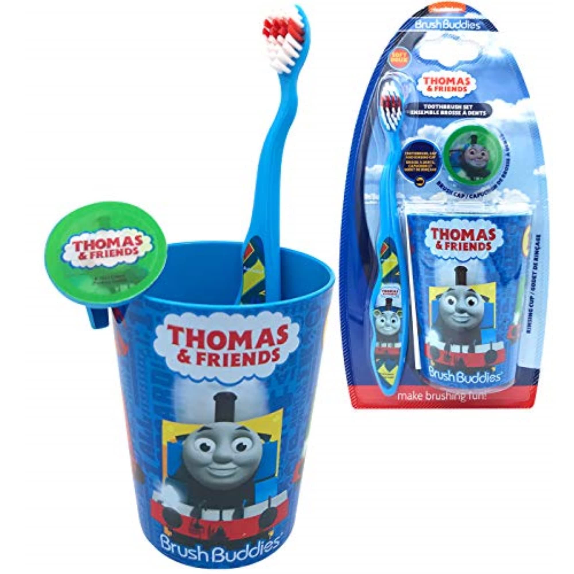 FIREFLY (Thomas Kit) - Ideal Kids Friendly Designed Disney Happy Brushing Time Soft Bristle Toothbrush Kit, Thomas and Friends Set