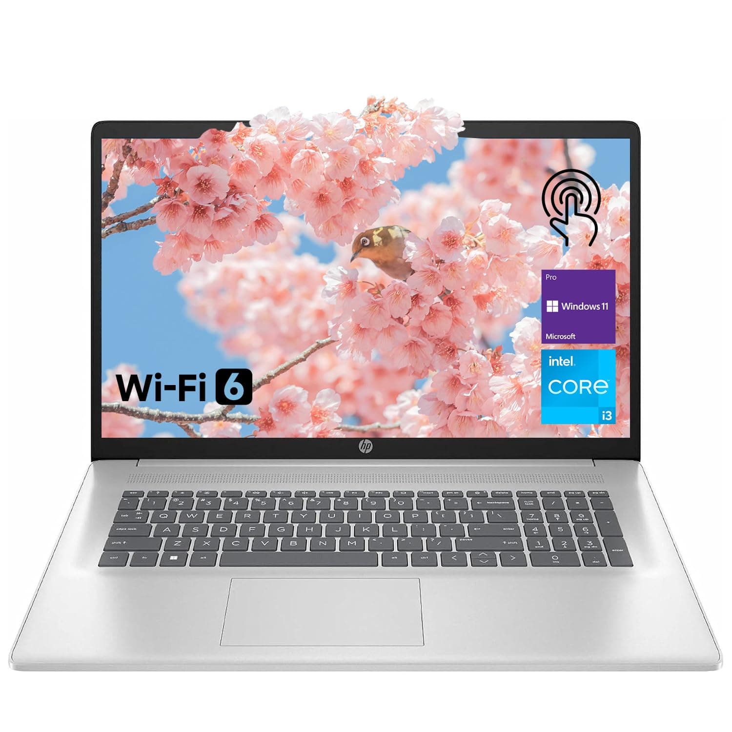 High-Performance 17.3" Laptop, 17.3" HD+ Touchscreen, 8-Cores Intel i3-N305, 32GB RAM, 128GB eMMC + 1TB PCIe SSD, Webcam, HDMI, Numeric Keypad, Wi-Fi 6, Windows 11 Pro, Silver