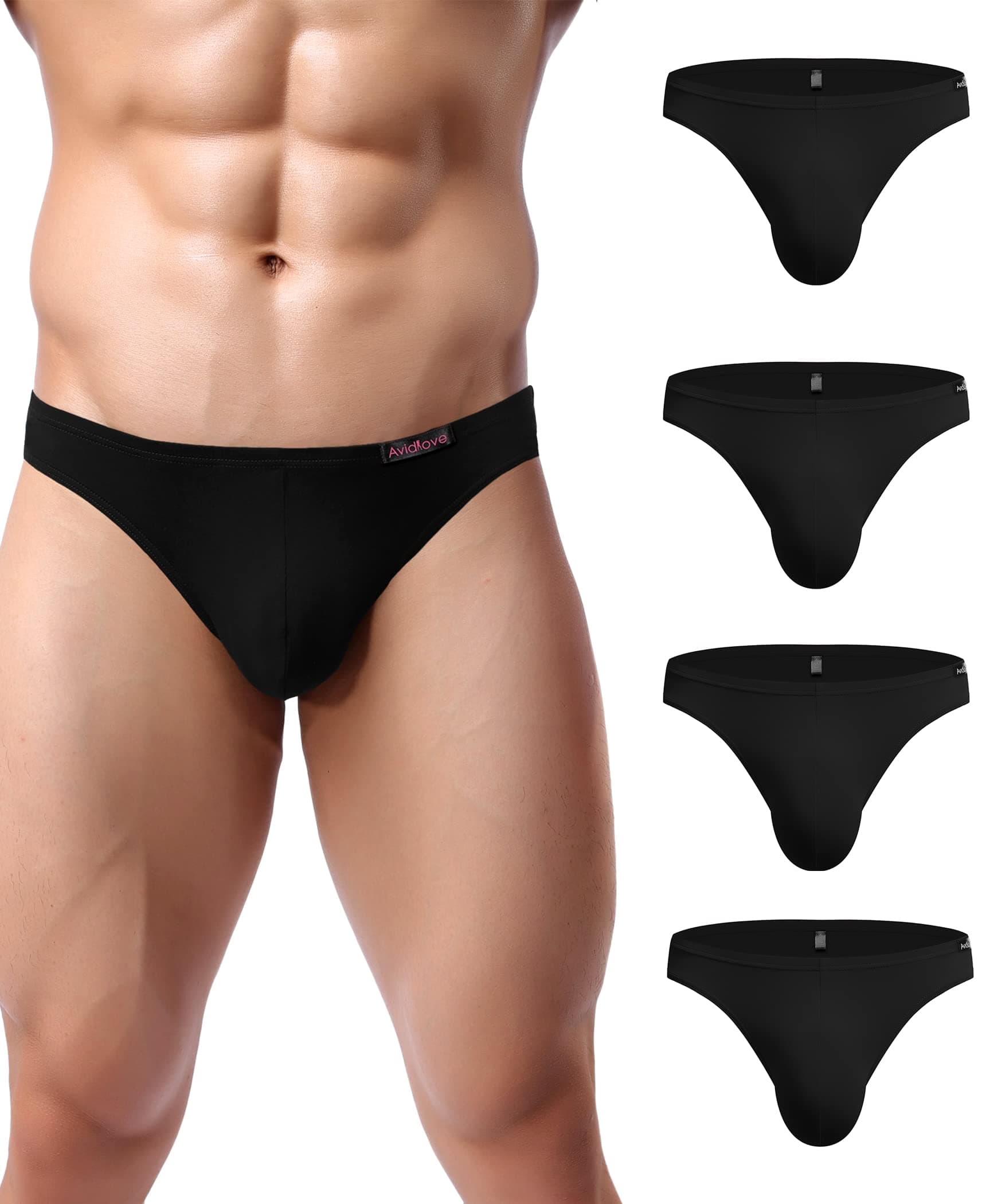 Mens Bikini Underwear Low Rise Briefs Microfiber Underpants 4 Pack
