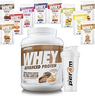 Per4m Advanced Whey Protein Powder | 67 Serving Low Sugar Protein Shake with Amino Acids | Perfect for Your Gym Bag and Travel | Shaker & 10 Mixed Selection Sachets (2010g, Chocolate Peanut Butter)