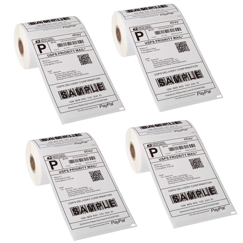 [4 Rolls, 880 Labels] 4" x 6" Postage Shipping Labels Compatible for Dymo 4XL...