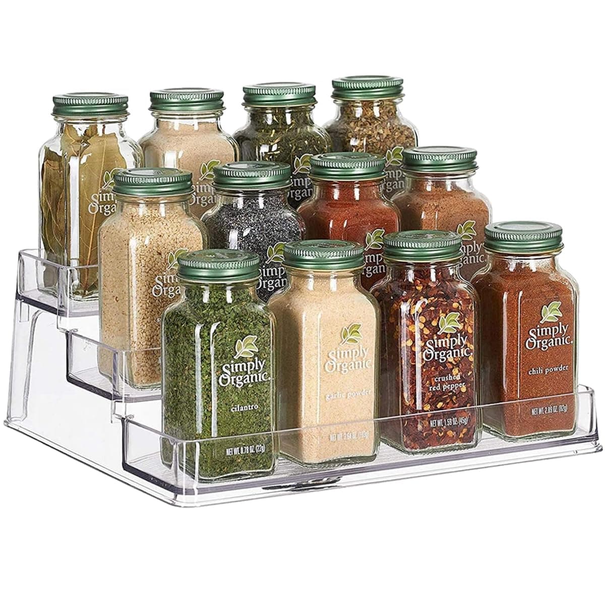 Primeway® Plastic Tpr Pack of 2 Pcs | 3 Step Countertop Spice Rack | Non Skid Tiered Shelf Kitchen Organizer | Pantry | Cabinet | Fridge Rack | Bathroom Rack | 37x24x8.5cm | 2 Pcs