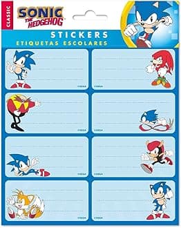 Grupo Erik Sonic The Hedgehog Stickers | Sticky Labels | Food Labels Stickers | Labels Stickers | Self Adhesive Labels | Gift Tag Stickers | School Stickers | School Labels