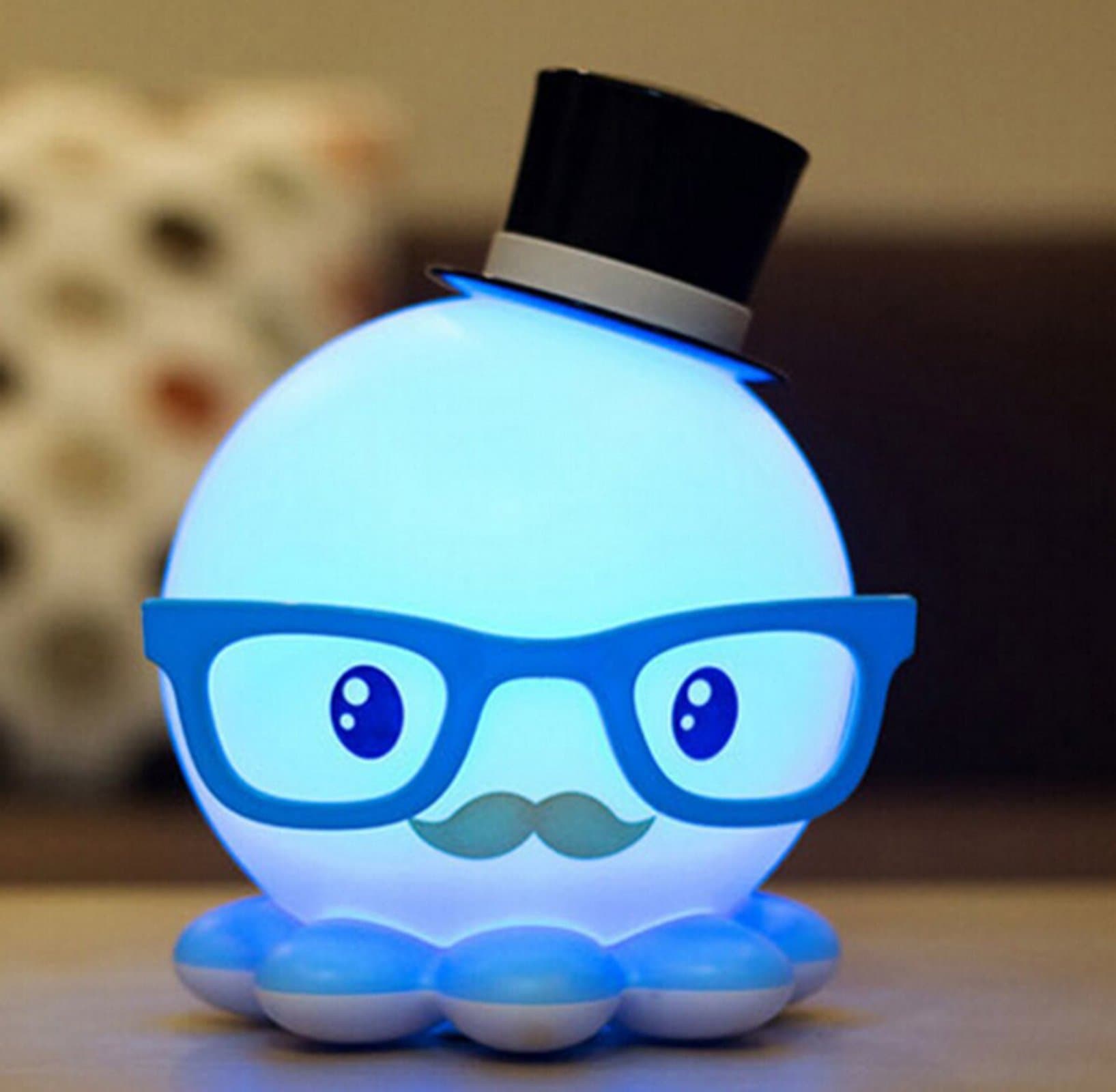 LONGHAI Cute Gift, Desk Night Light, Octopus Model Energy-saving Mini Night Light LED Desk Lamp Creative Cartoon Style Lamp Bedroom Energy Saving Lamps - for Children (Blue)