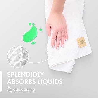 Wealuxe [12 Pack] Cotton Kitchen Towels - Waffle Weave for Embroidery Absorbent Terry Cloth Dish Towels for Washing Hand and Drying Dishes Rags 15x26 Inches, White