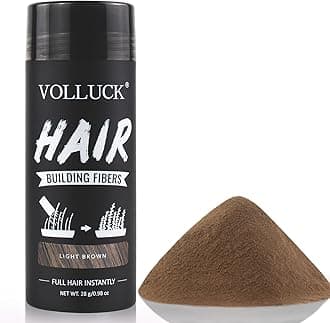 VOLLUCKHair Fibres for Thinning Hair, Instant Coverage Hair Building Fibres for Conceal Hair Loss, Natural Hair Powder for Women and Men 28 g (Light Brown)